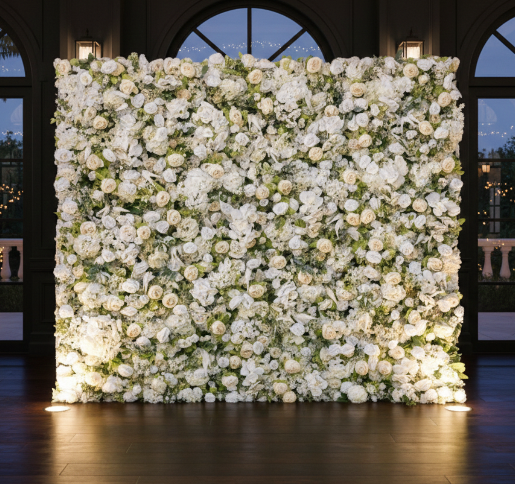 Stuart, florida wedding flower wall for bridal shower or bachelorette party.