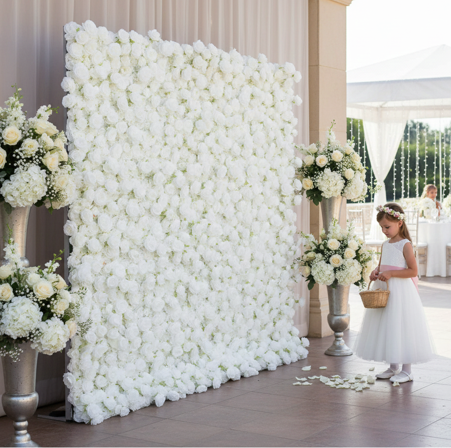 The Pearl Flower Wall Rental for Bridal Showers, baby showers and Weddings and parties.  Available to rent 