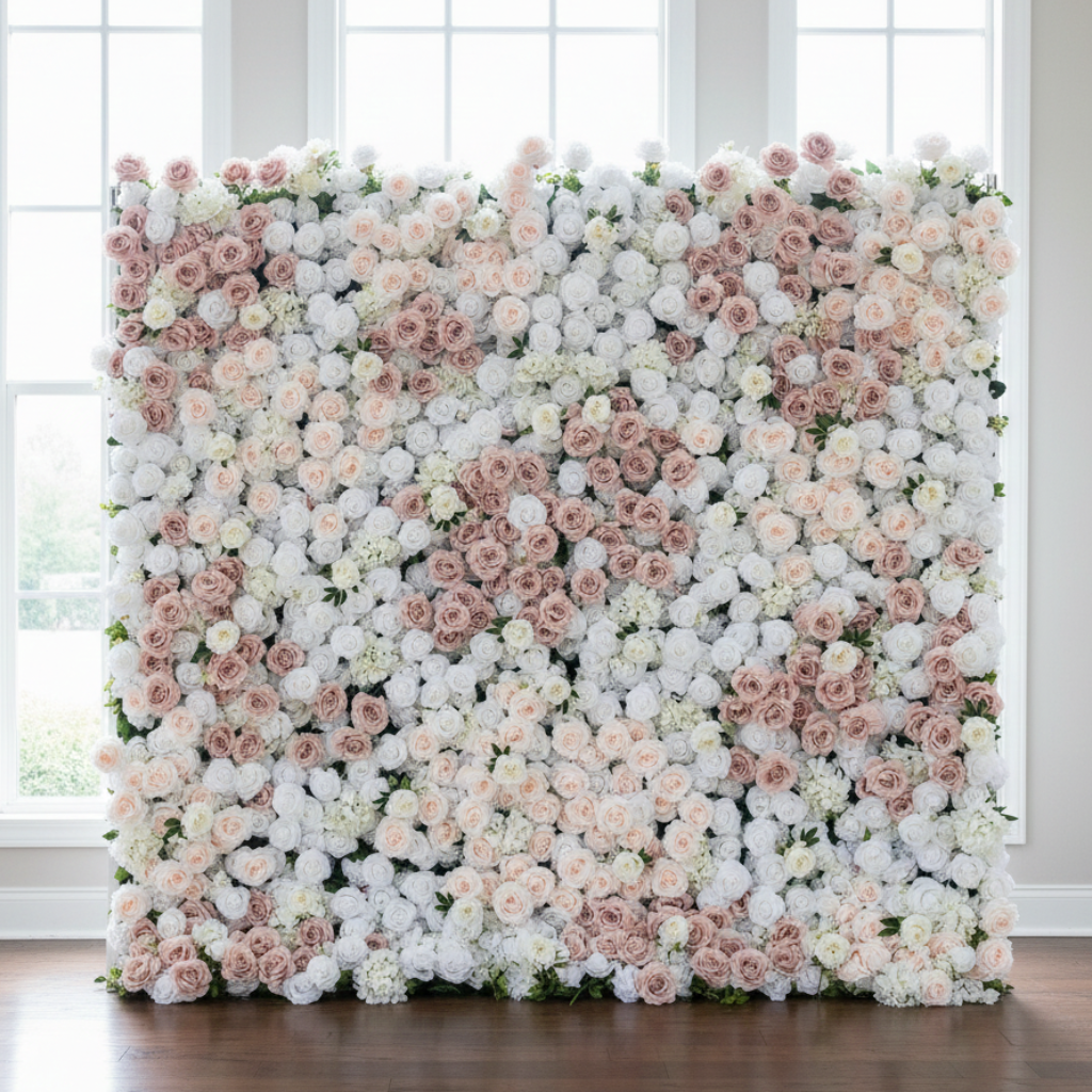 Roselle flower wall rental in south florida for a bridal shower